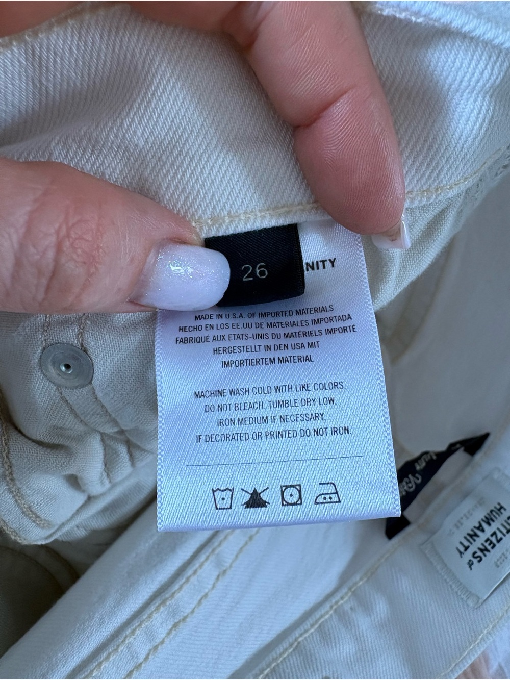 Citizens Of Humanity Charlotte Crop Jeans 26 White High Rise Button Fly Stretch - Picture 6 of 10